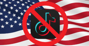 he Tik Tok logo with a no symbol over it, representing the upcoming ban in the United States.